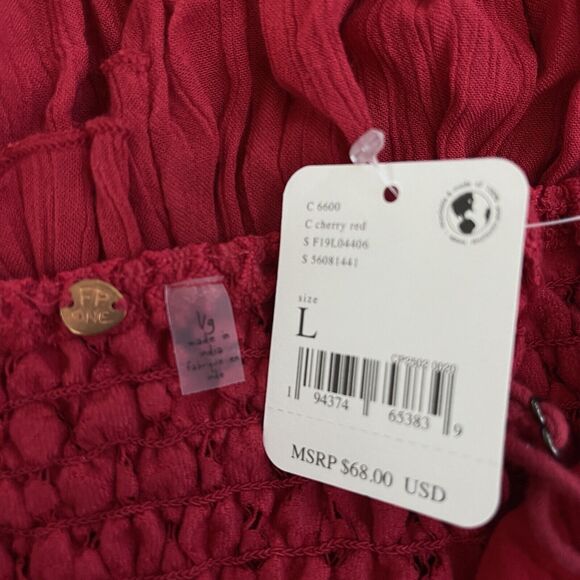 Free People Intimately Large Adella Cami Top Cherry Red Ruffled Crochet Lace - Picture 6 of 8